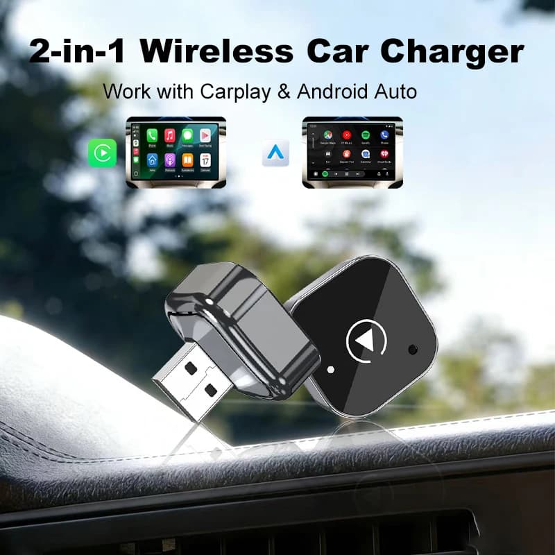 محول Carplay Android Auto اللاسلكي 2 في 1 صندوق صغير ذكي تشغيل فوري واي فاي بلوتوث اتصال تلقائي لتويوتا وفولكس فاجن وبيجو ومازدا وفورد