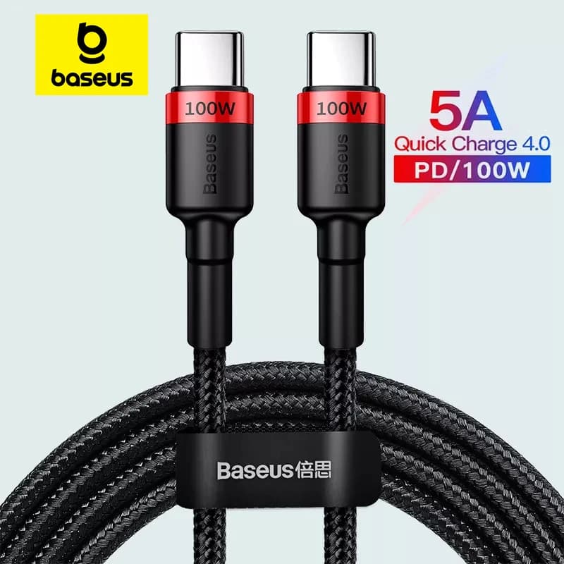 كابل Baseus 100 واط USB C إلى USB Type C لماك بوك برو شحن سريع 4.0 شحن فائق السرعة لهاتف آيفون 17 و16 و15 برو ماكس