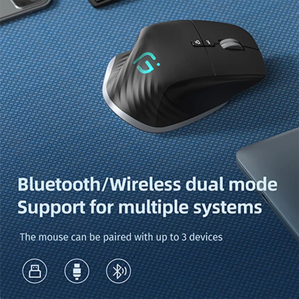 فأرة جومaa لاسلكية 2.4G، بلوتوث، إضاءة RGB، قابلة للشحن، تصميم مريح، فأرة كمبيوتر للألعاب والمكتب - 4