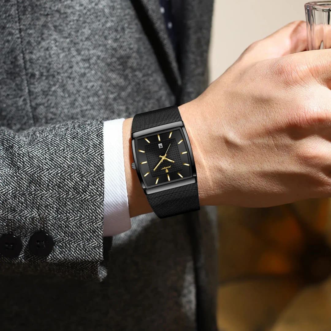 POEDAGAR Top Luxury Men Wristwatch Waterproof Luminous Stainless Steel Mesh Date Man Watch Fashion Business Quartz Men's Watches - 6