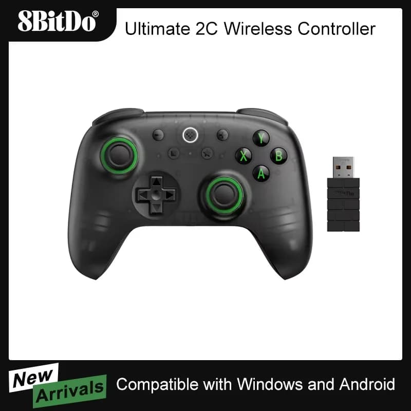 وحدة تحكم الألعاب اللاسلكية 8BitDo Ultimate 2C بتردد 2.4 جيجاهرتز، يد تحكم لأجهزة الكمبيوتر ويندوز 10 و11 وستيم ديك وراسبيري باي وأندرويد
