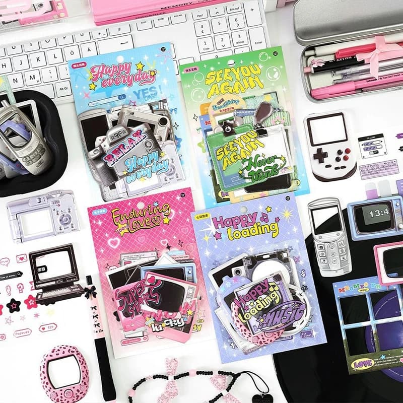 15Pcs/lot Y2K Cute Retro Paper Card Stickers Material Pack Decorative Journal Scrapbooking DIY Photo Frame Collage - 3