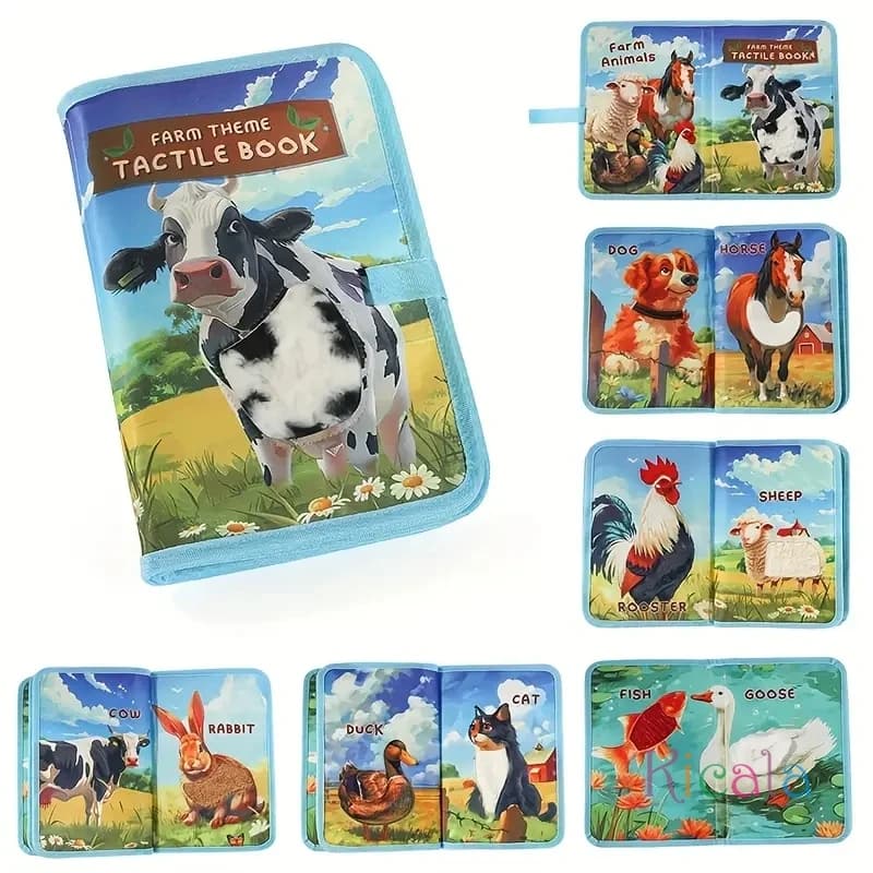 Interactive Animal Touch Book For Baby Early Learning Puzzle Cloth Storybook With Tiger Monkey Sensory Development Toys Gift - 6