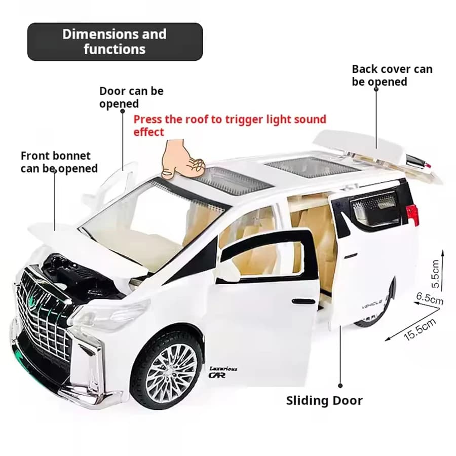 1:32 Mini luxury VIP business inertia cart MPV model die-casting metal alloy door and interior suitable for adult collectors - 3