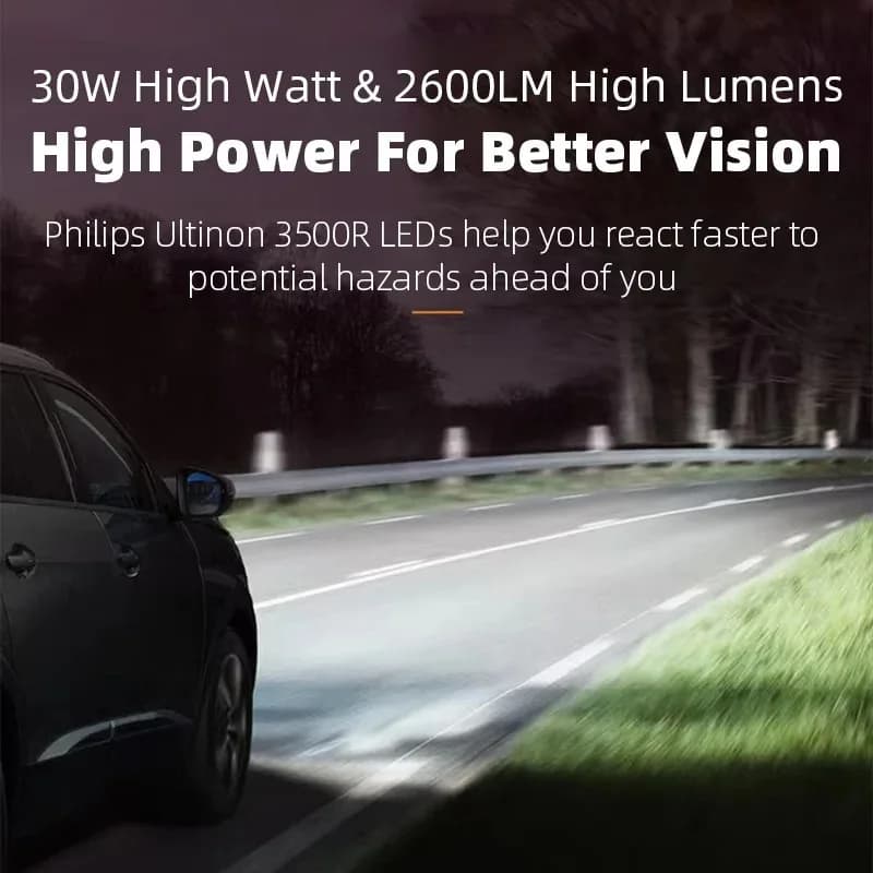 فيليبس H4 H7 LED ألتنيون 3500R كشاف سيارة H11 HB3 HB4 HIR2 6500K أبيض ساطع 9005 9006 9012 30 واط طاقة ضوء مدمج في الدرايفر - 2