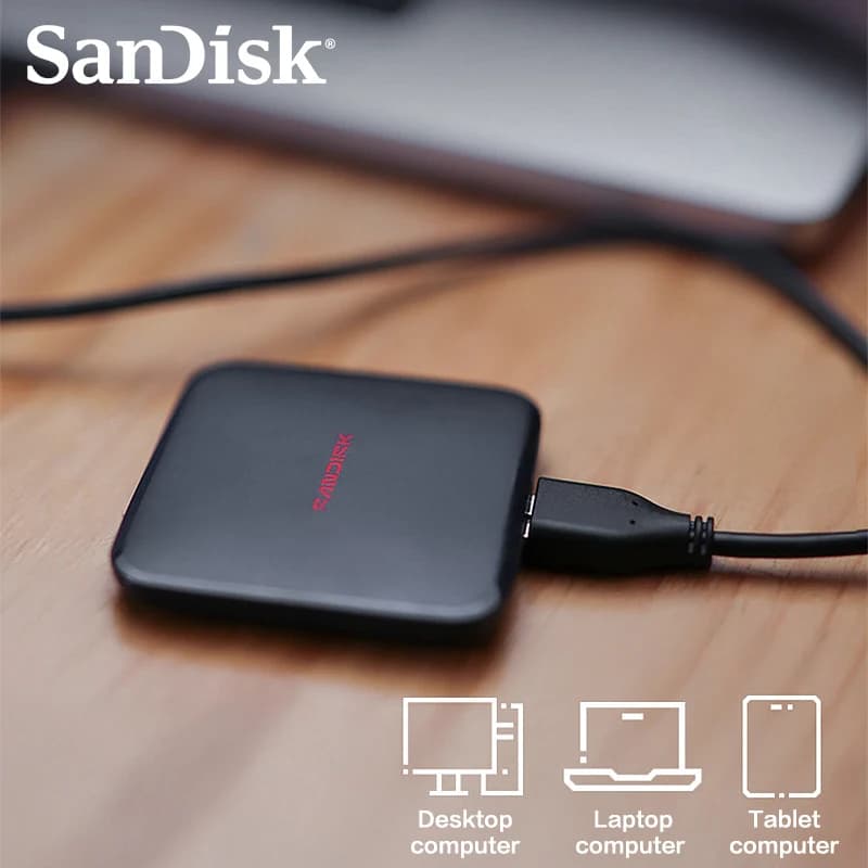 SanDisk ELE SSD محمول USB 3.0 Type-A مع محول Type-C بسرعة قصوى 400 ميجابايت/ثانية قرص صلب 1 تيرابايت/2 تيرابايت للهاتف والكمبيوتر - 5