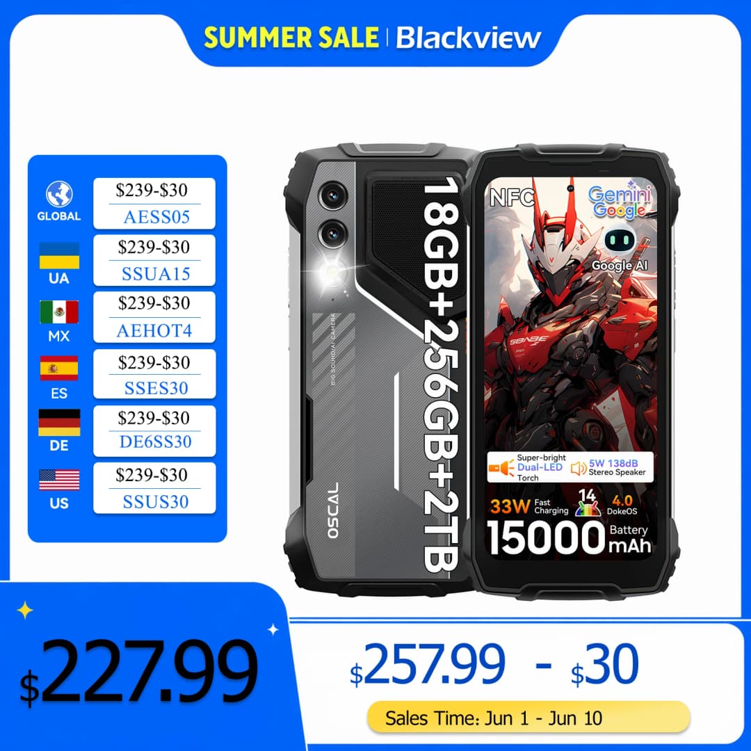 هاتف Blackview OSCAL PILOT 1 متين، هاتف ذكي 6GB 256GB معالج Helio G81، شاشة 6.67 بوصة بطارية 15000mAh، هواتف NFC