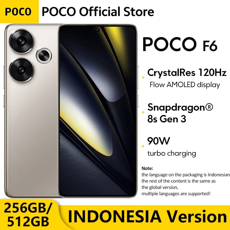 جديد هاتف POCO F6 سناب دراجون® 8s الجيل 3 1.5K شاشة CrystalRes AMOLED شحن توربو 90 واط بطارية 5000 مللي أمبير كاميرا مزدوجة 50 ميجابكسل مع OIS