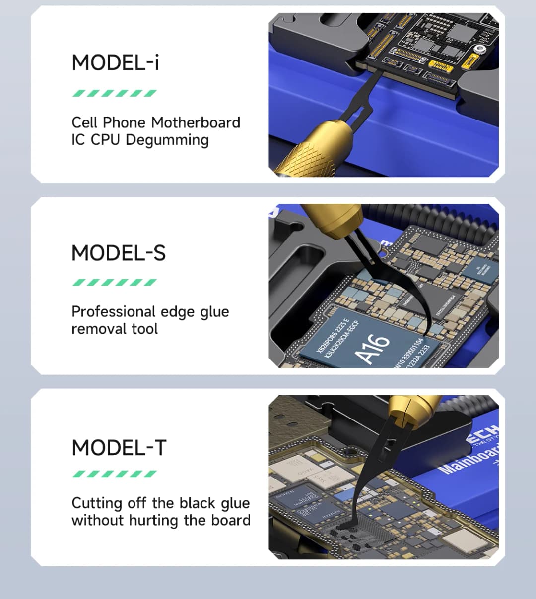 MECHANIC Assassin 5 Professional Degumming Rework Blade Set 5PCS Scraper Cutting Knife for Phone Motherboard IC CPU Repair Tools - 5