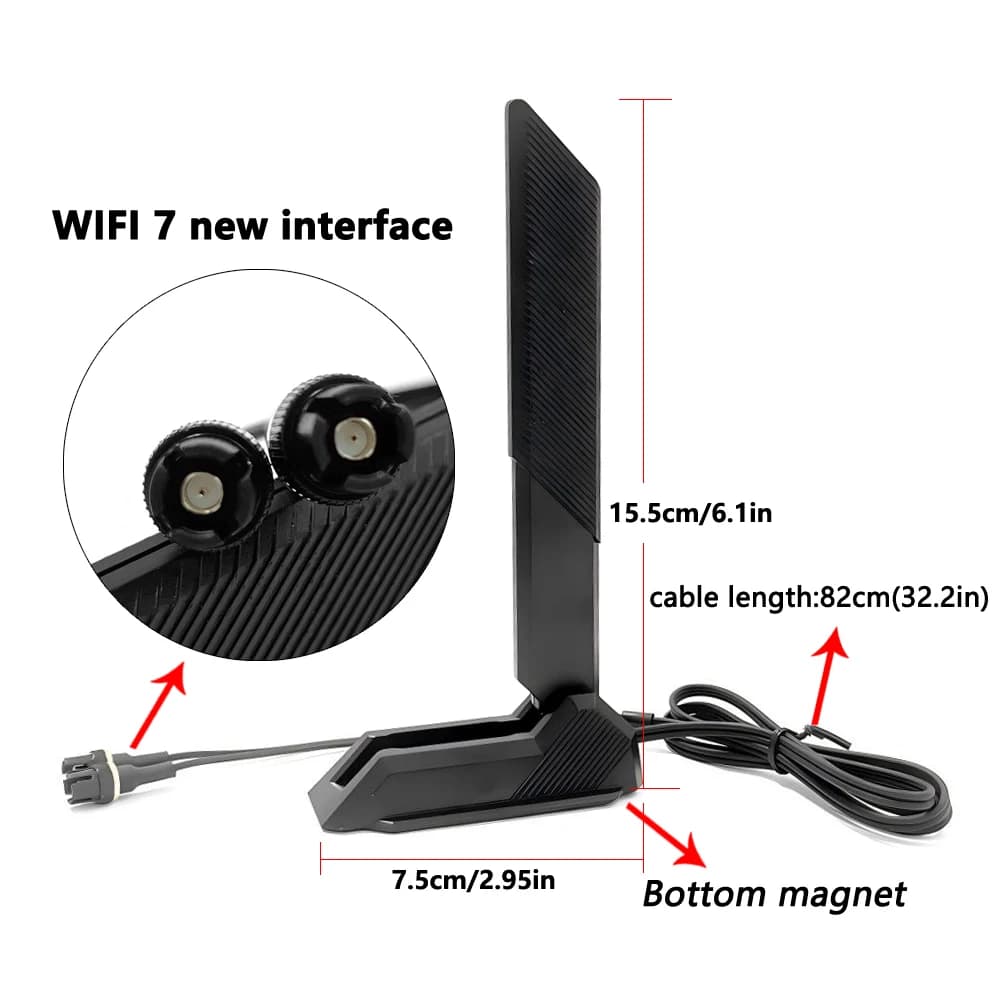 مستقبل إشارة لاسلكية WiFi 6E و7E هوائي Q-Antenna محمول، متوافق مع ASUS PRIME B840 وB850 وB860 وZ890 وX870 وTUF GAMING B860M-PLUS وGAMING B860M وZ790 - 2