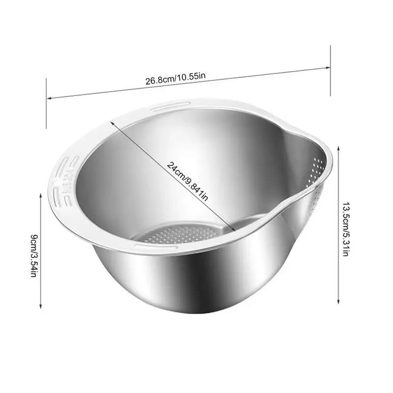 Rice Washer Strainer Bowl Stainless Steel 304 Rice Washing Bowl Rice Sieve Colander Fruit And Vegetable Strainer Kitchen Tools - 6