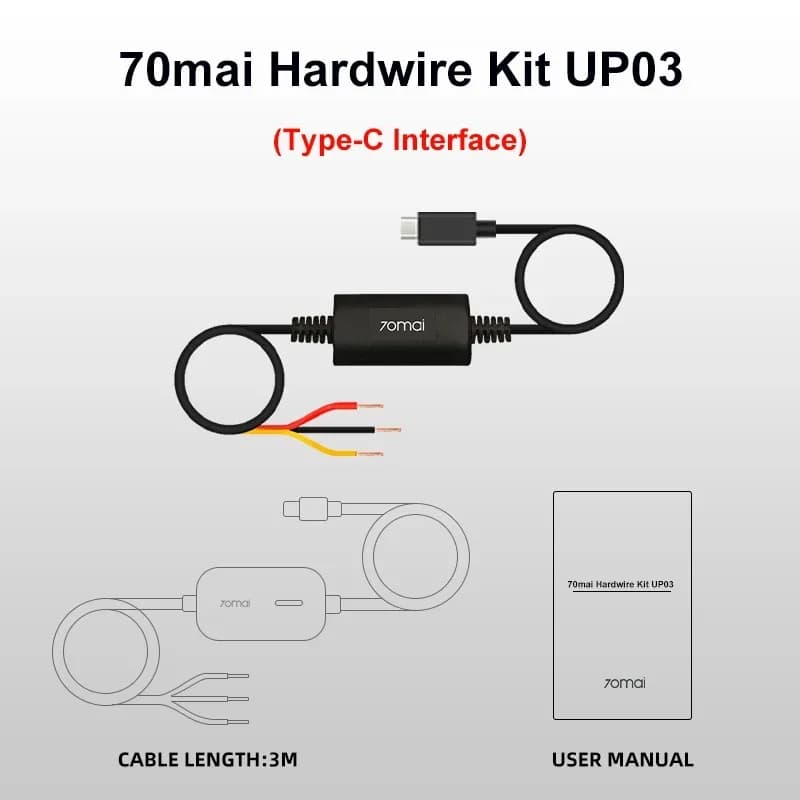 الأصلي 70mai كابل مراقبة وقوف السيارات UP03 لمجموعة توصيل 70mai A810 A510 X800 X200 Omni M500 مراقبة وقوف السيارات 24 ساعة - 4