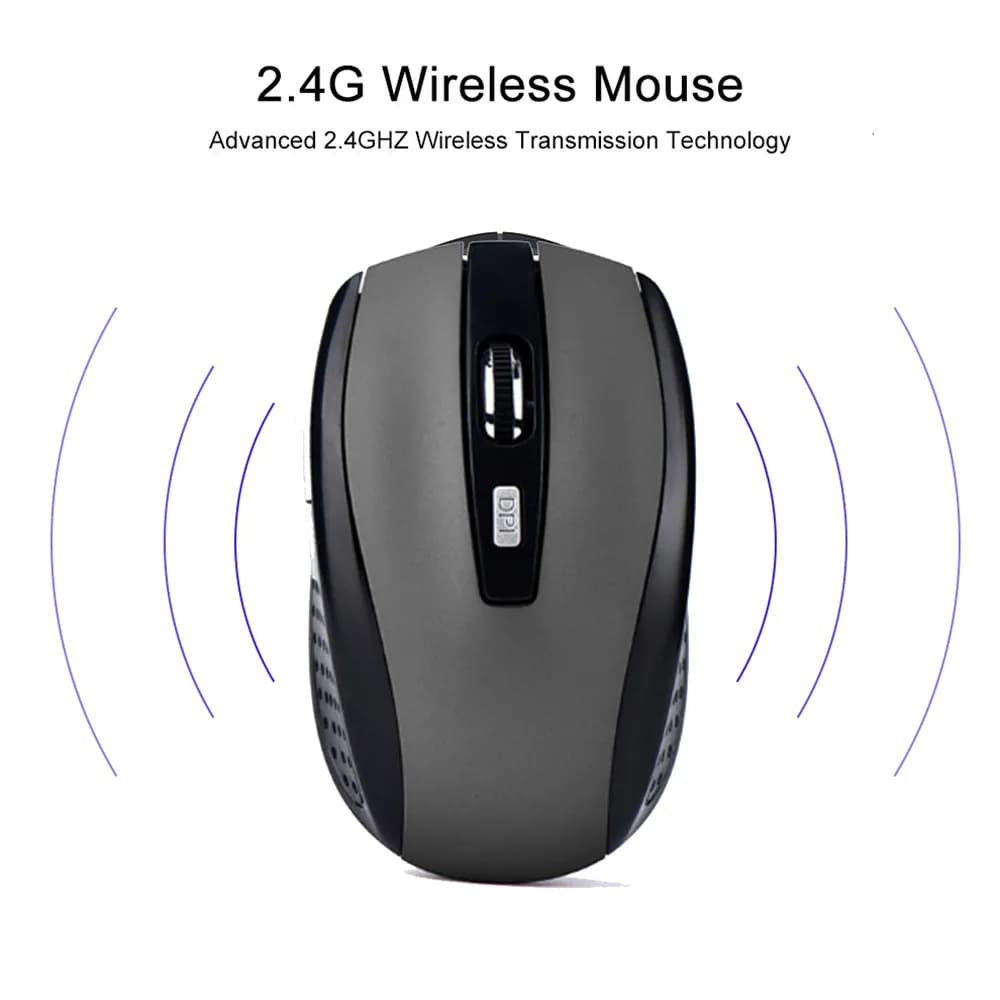 ماوس ألعاب لاسلكي 2.4G، 6D، بصري، صغير، بلا ضوضاء، DPI1600، متوافق مع أجهزة الكمبيوتر المحمولة وMacBook - 4