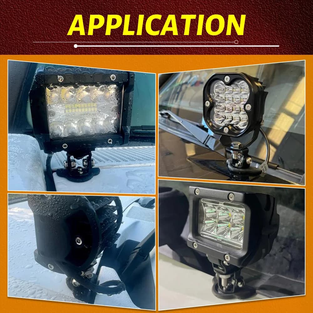 2PCS LED Work Light mounting Bracket Universal Hood Led Light Bar Mount Bracket Foglight lamp Holder for Off Road Jeep Truck SUV - 6