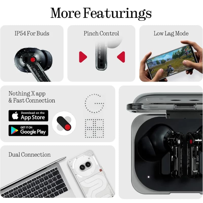 Nothing Ear (a) TWS Wireless Earbuds Adaptive ANC Bluetooth 5.4 IP54 In-ear Earphones Long Battery Life - 6