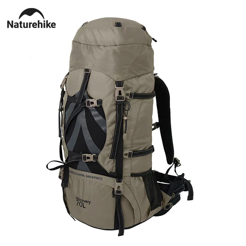 حقيبة ظهر تخييم من Naturehike سعة 70 لتر مناسبة للمشي لمسافات طويلة مع غطاء مقاوم للمطر