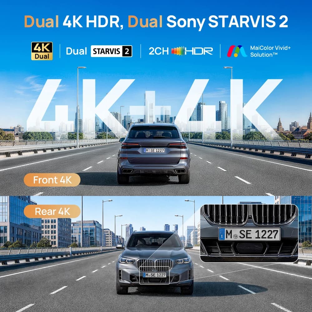 70mai كاميرا سيارة مزدوجة 4K A900 طقم خاص IMX678+IMX678 تحكم صوتي 4G LTE - 2