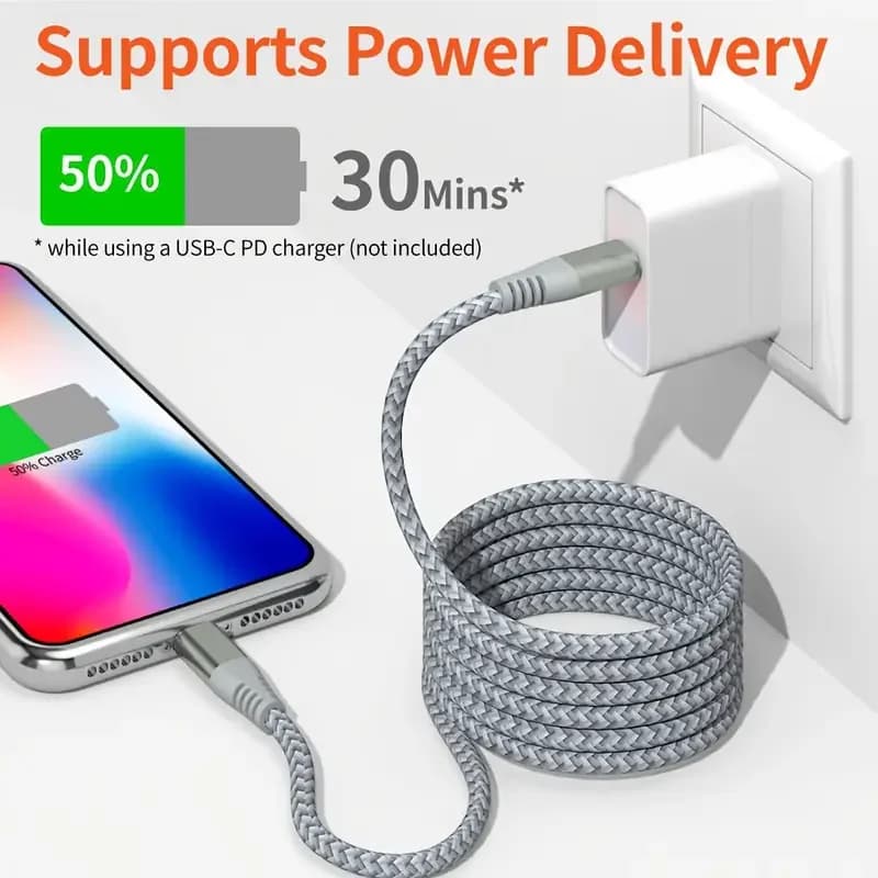 1PC 2PCS MFi Certified Fast Cable durable Nylon Braided Cord USB C to Lightning Cable Fast Charging Data for iPhone 14 13 12 11 - 3