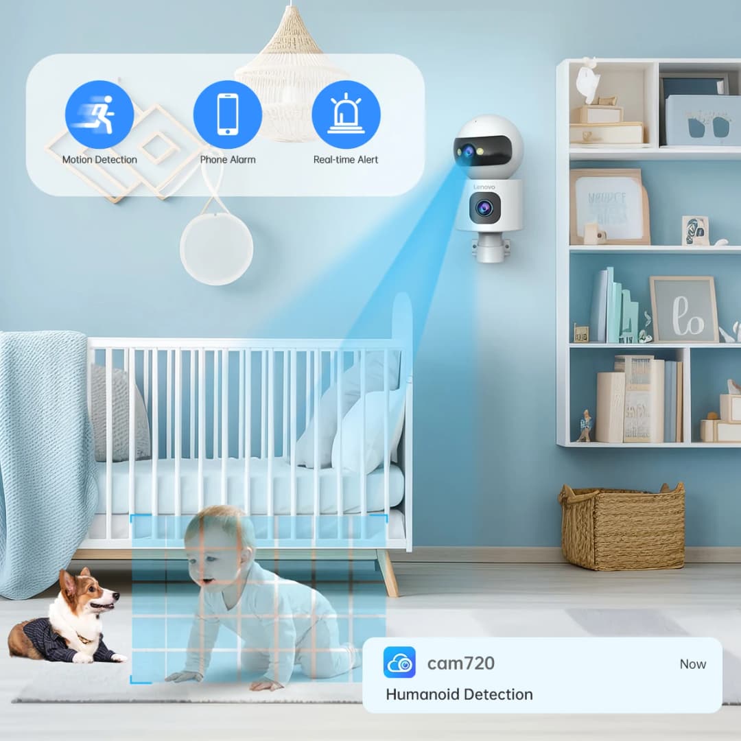 كاميرا Lenovo بدقة 4K بتقنية IP، 5G WiFi، عدسة مزدوجة، منزل ذكي، تتبع تلقائي، كاميرا مراقبة CCTV لاسلكية، مراقبة أمنية للرضع - 5