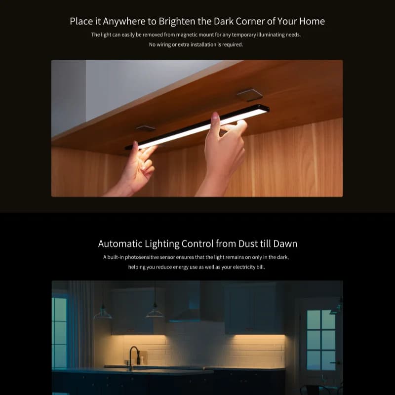 YEELIGHT Motion Sensor Closet Light LED Ultra-thin Light Rechargeable Magnetic Motion Sensor Wardrobe Corridor Night Light 2700K - 4