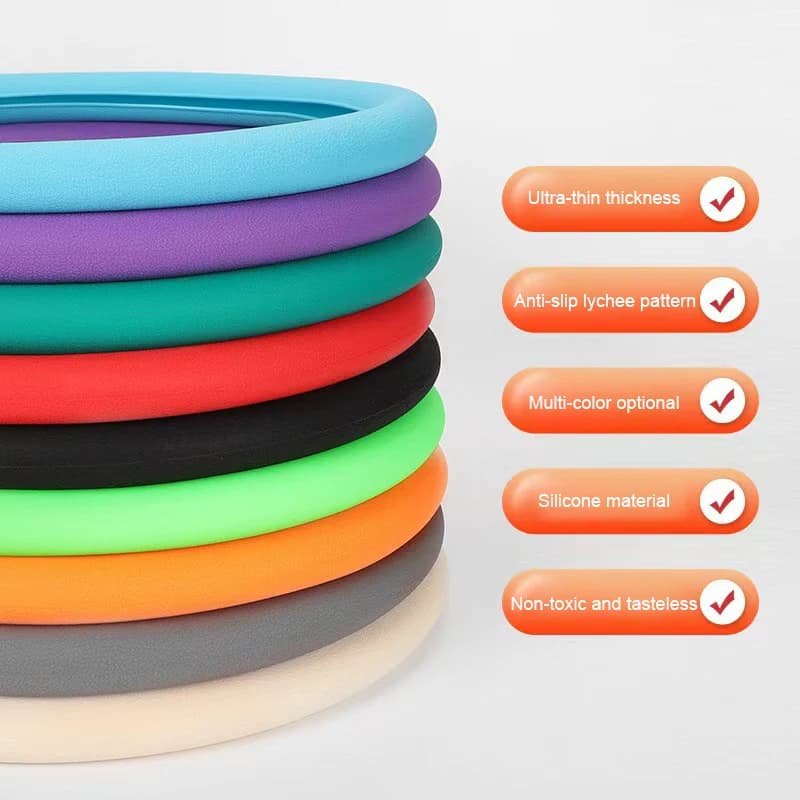 Car Summer Universal Silicone Steering Wheel Cover Elastic Glove Cover Texture Soft Multi Color Auto Decoration DIY Accessories - 3