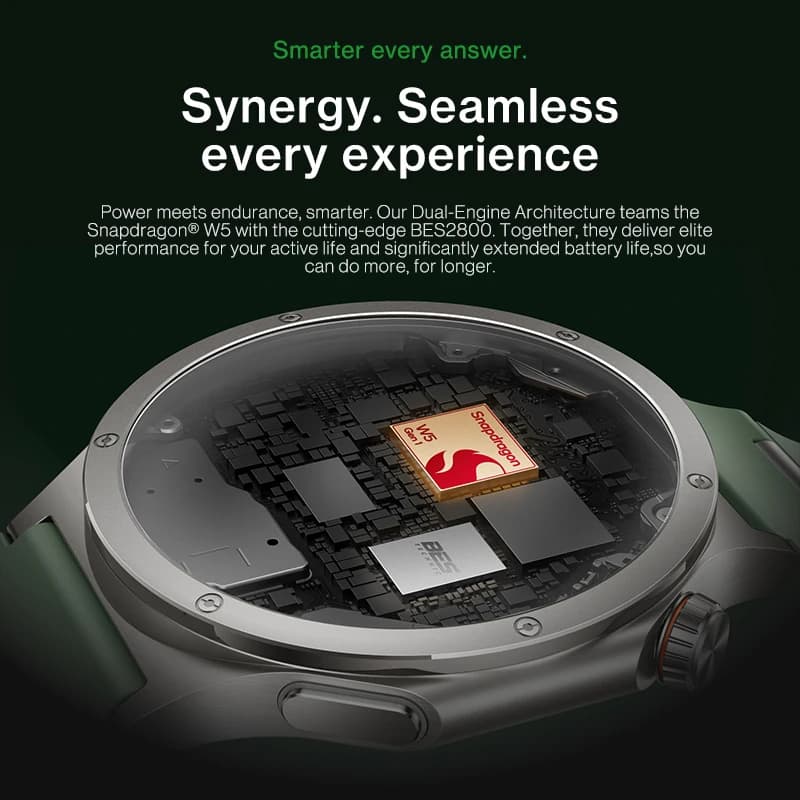 ساعة OnePlus Watch 4 الجديدة كلياً إصدار عالمي ساعة ذكية Snapdragon W5 بطارية تدوم حتى 16 يومًا لهواتف OnePus 15 و15r و13 و11 وNord 6 و5 - 2