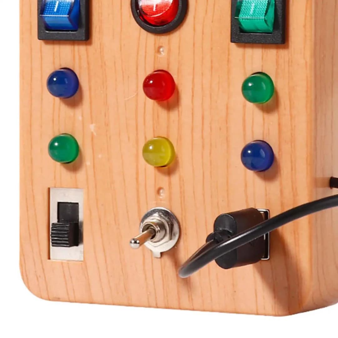 Children's Montessori LED Light Busy Board Simulation Switch Power Board Busy Light Button Puzzle Early Education Learning Toy - 5