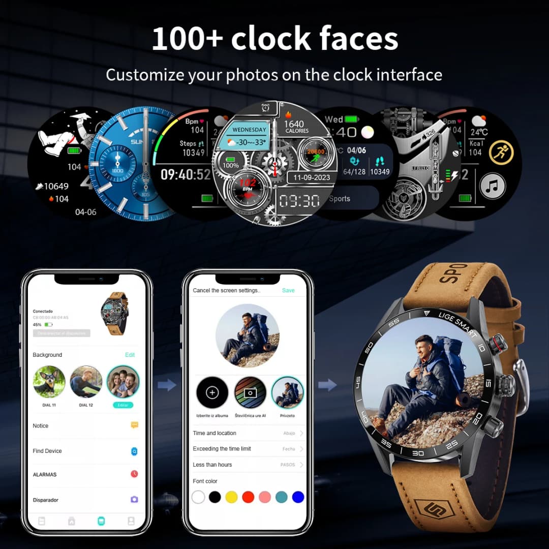 LIGE 2024 New Rugged Military GPS Smart Watch Men AMOLED HD Screen Heart Rate Bluetooth Call Waterproof Outdoor SmartWatch - 5