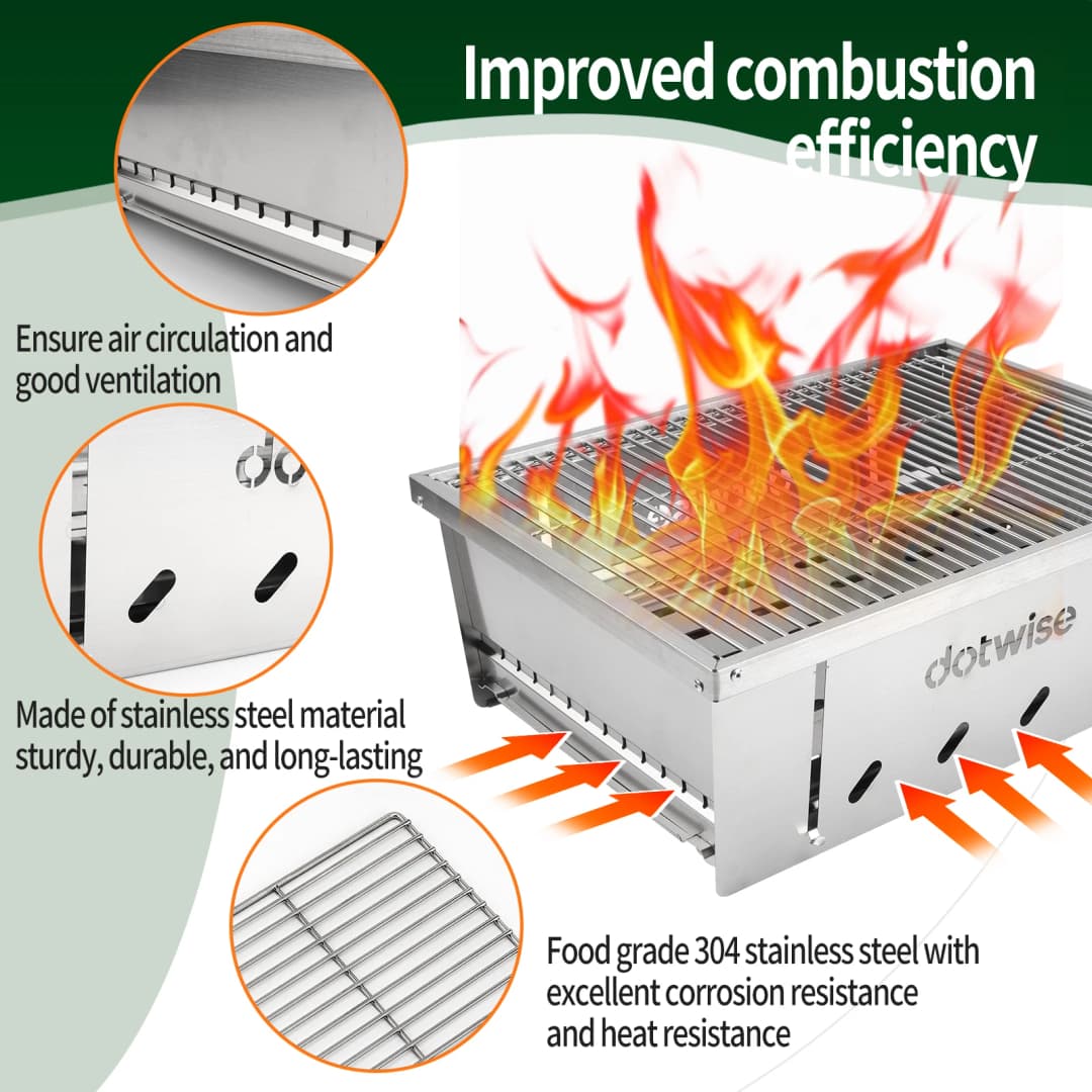 304 Stainless Steel Barbecue Grill Portable Outdoor Stove IGT Table Stove Folding Firewood Stove Barbecue Camping Stove - 4