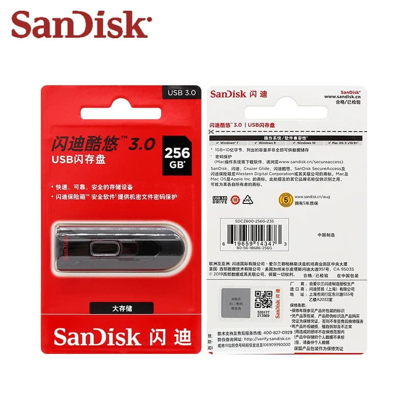 Original SanDisk CZ600 USB 3.0 Pen Drive  High Speed 256GB 128GB pendrive  32GB mini usb 3.0 16GB  plastic Memory Stick - 5
