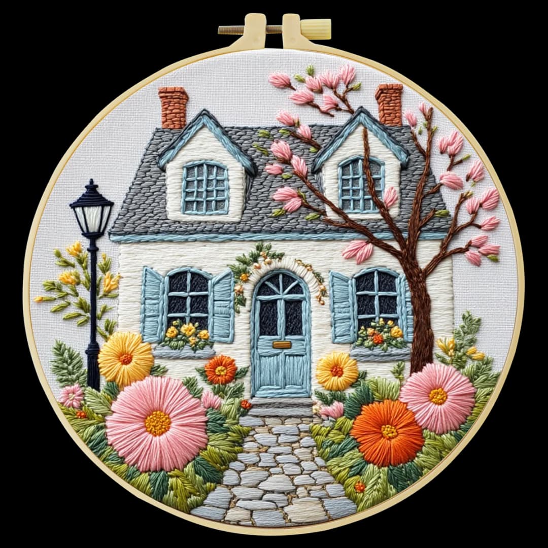 قطعة واحدة 20X20 سم/7.87 بوصة حديقة أمام المنزل مجموعة بدء التطريز DIY مجموعة للمبتدئين فن الرسم والخياطة - 4