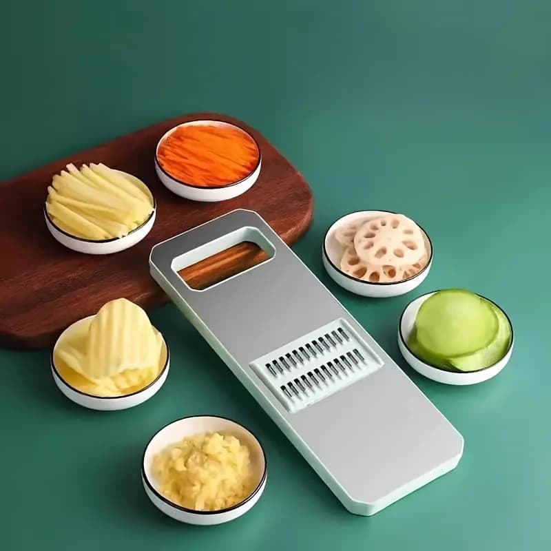 7pcs/set Multifunctional Vegetable Slicer and Grater Set - Interchangeable Blades Manual Kitchen Tool Kit - for Potatoes - 2