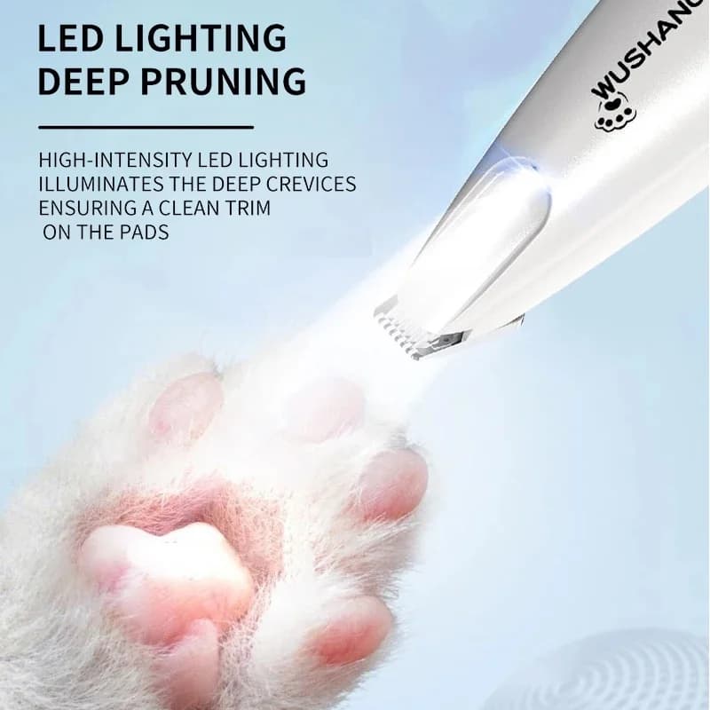 مشذب كهربائي للحيوانات الأليفة مع إضاءة LED مقاوم للماء لتشذيب شعر القدمين للحيوانات الأليفة بضوضاء منخفضة لوجه وقدم وأذن ومخالب القطط والكلاب - 2