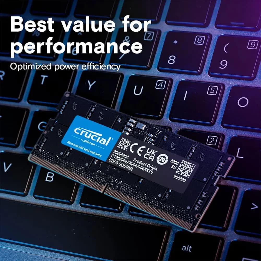 ذاكرة كمبيوتر محمول DDR5 من Crucial، 16GB، 8GB، 32GB، 4800، 5600MHz، PC5-38400، 44800، غير ECC، 262Pin، SODIMM، لـ Intel و AMD - 5