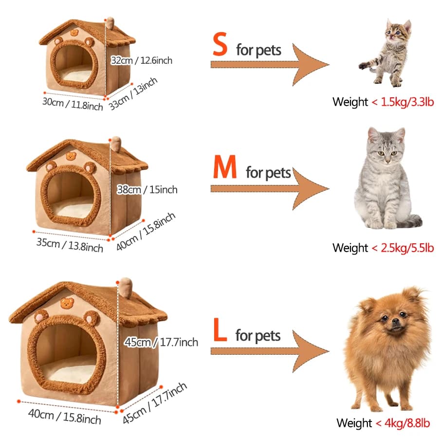 منازل قابلة للطي قابلة للإزالة قابلة للغسل منزل قطة كهف جرو أريكة أربعة فصول عام يمكن لوازم حيوانات أليفة للحيوانات الصغيرة والمتوسطة - 3