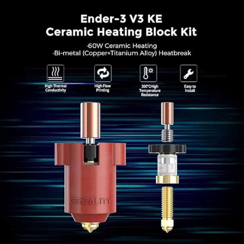 طقم فوهة ساخنة سيراميك Creality Ender 3 V3 KE بدرجة حرارة عالية 300°C لمكبس الطاردة لطابعة K1/K1 Max - 2