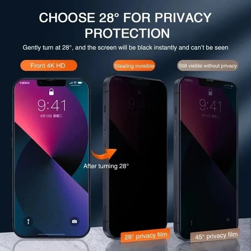 1-4 قطع واقي شاشة خصوصية لـ iPhone 14 13 11 12 Pro Max Mini 8 Plus زجاج حماية مضاد للتجسس لـ iPhone 15 16 17 XS MAX - 3