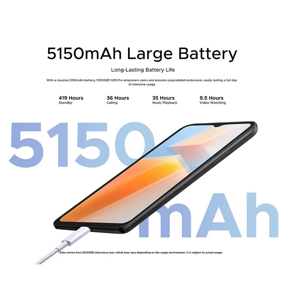 هاتف DOOGEE [N55-PRO] المحمول 5G بشاشة 6.56 بوصة 90Hz IPS هاتف محمول 4 جيجابايت + 128 جيجابايت كاميرا 13 ميجابكسل بطارية 5150 مللي أمبير نظام أندرويد 14 - 3