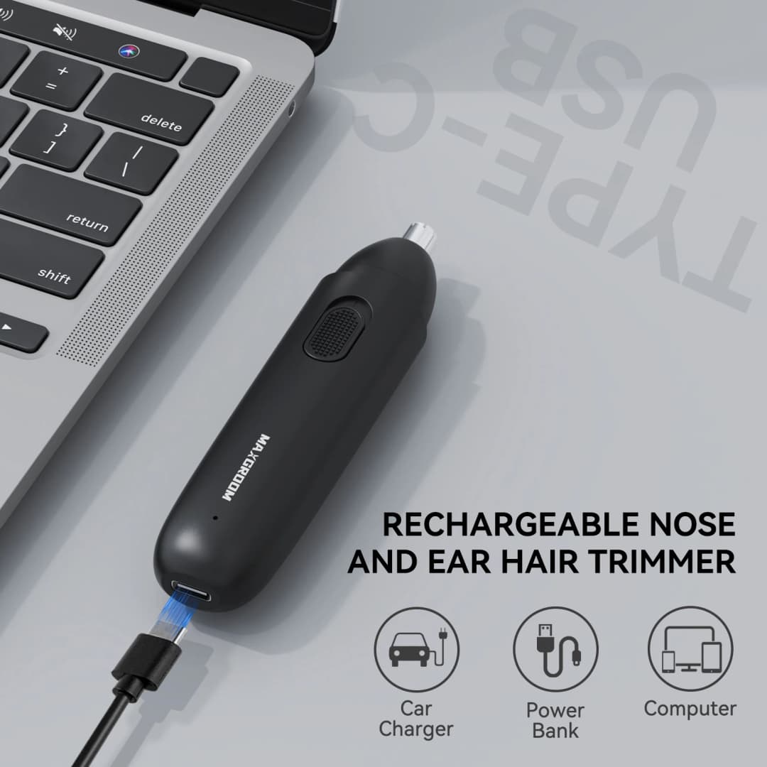 MAXGROOM Nose Hair Trimmer for Men Rechargeable 360 Rotating Dual-Blade Electric Shaver Eyebrows Nose Hair Trimmer Painless Safe - 6