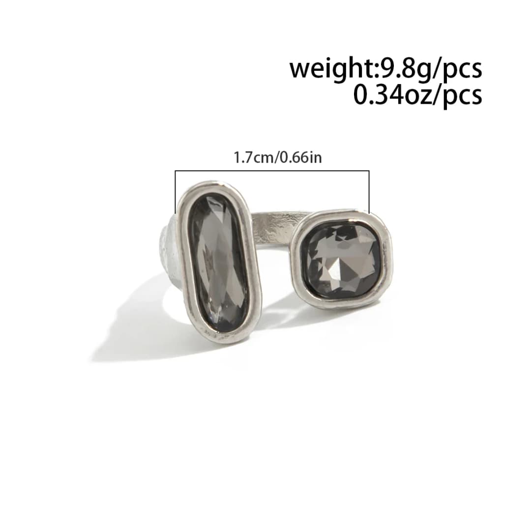 KunJoe Minimalist Acrylic Rhinestone Open Ring for Women Korean Fashion Geometry Adjustable Knuckle Ring Party Jewelry Lady Gift - 4