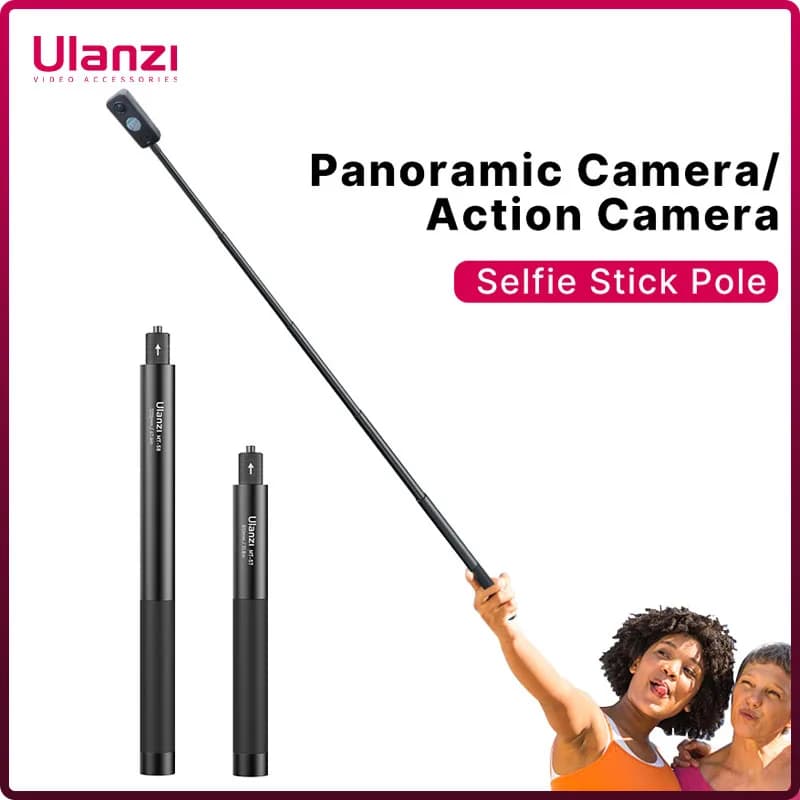 عصا سيلفي غير مرئية قابلة للتمديد من Ulanzi MT-57 MT-58 Insta360 بطول 80/120 سم، عمود عالمي لكاميرات GoPro Insta360 X4 X3 X2 GO 2