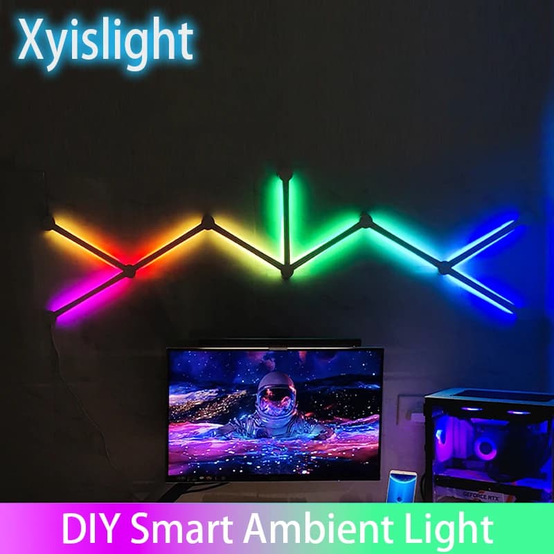 ضوء تجميع دي واي واي ضوء جو ضوء جدار ذكي RGB مصباح تحكم صوتي لغرفة الألعاب غرفة نوم بار ديكور ضوء ليلي