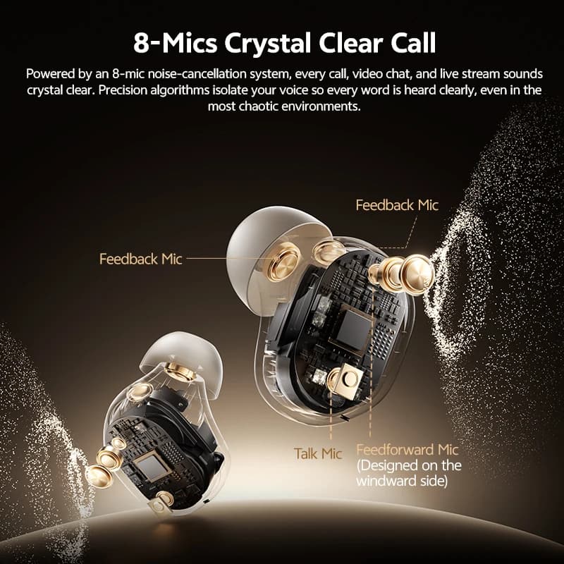 QCY MeloBuds A30 BH26HT22A Adaptive ANC Wireless Earbuds 8 Mics ENC Clear Call 60dB ANC Hi-Res Audio Bluetooth 6.0 Earphones - 4
