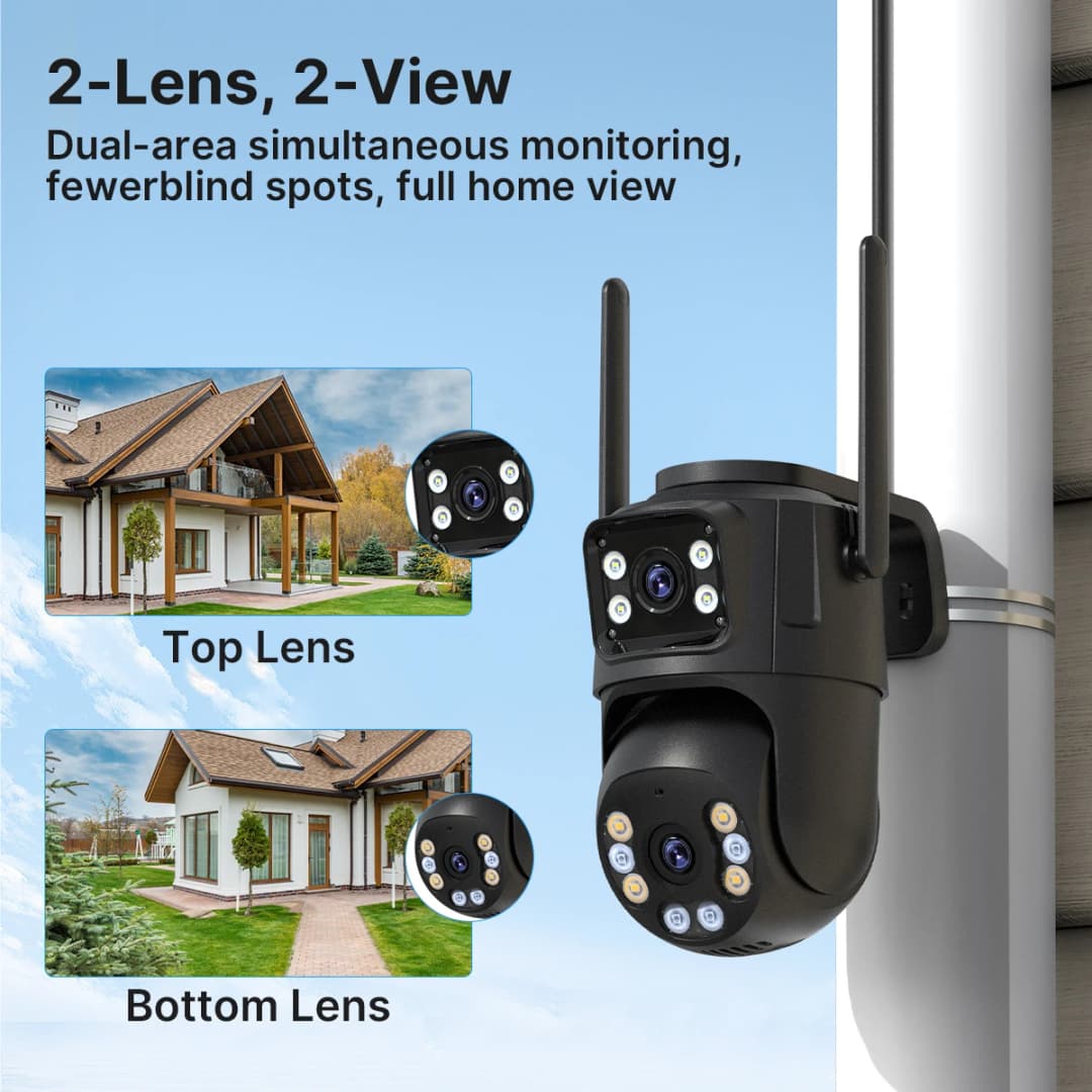 كاميرا 4K 8MP HD Wifi PTZ خارجية 4MP عدسة مزدوجة شاشة مزدوجة تتبع تلقائي AI كاميرا IP CCTV مراقبة صوت وفيديو P2P iCSee - 3