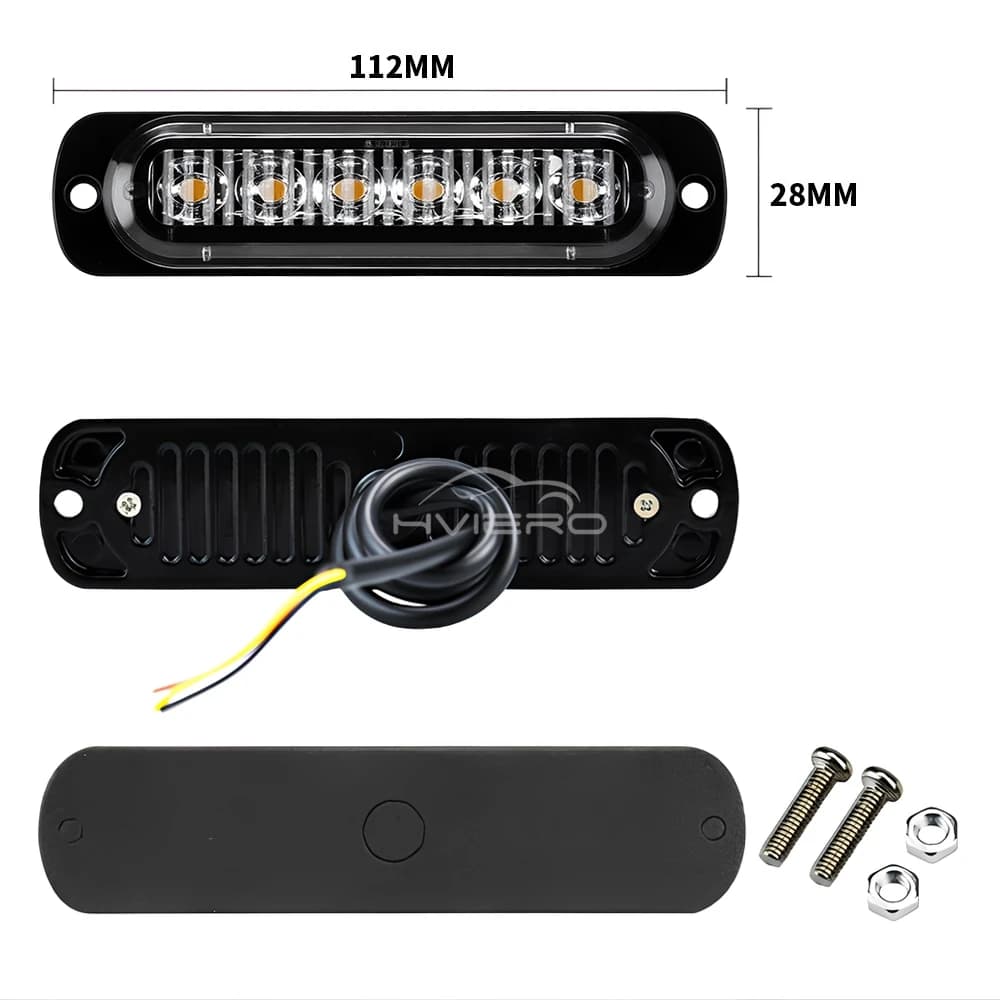 1X Truck 12V-24V LED Warning Strobe Grille Flashing Lamp Bar Side Car Beacon Red Yellow White Turn Signal Parking Drl Fog Light - 5