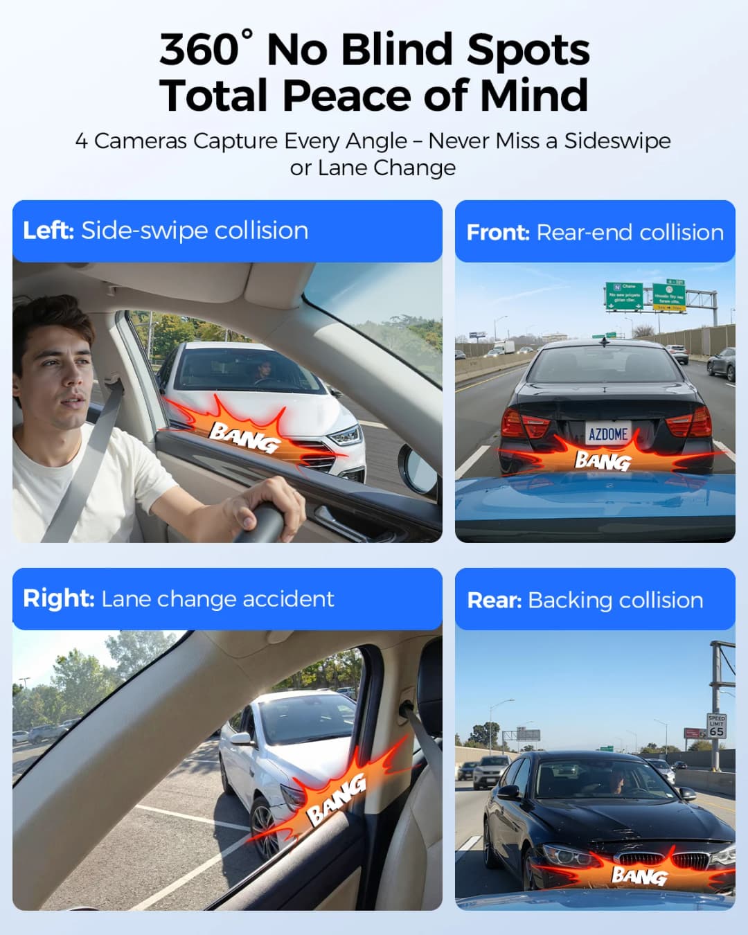 كاميرا لوحة القيادة AZDOME M660 بدقة 2.5K+3*1080P مع 4 قنوات وGPS وواي فاي 5G مدمج وذاكرة 128 جيجابايت وتحكم صوتي ومراقبة على مدار 24 ساعة ورؤية ليلية فائقة - 4