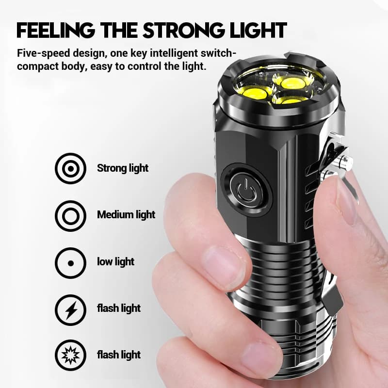Rechargeable Mini Flashlight, 500 Lumens EDC Pocket Torch, Compact Keychain Flashlight for Outdoor Emergency, Portable Pen Light - 4