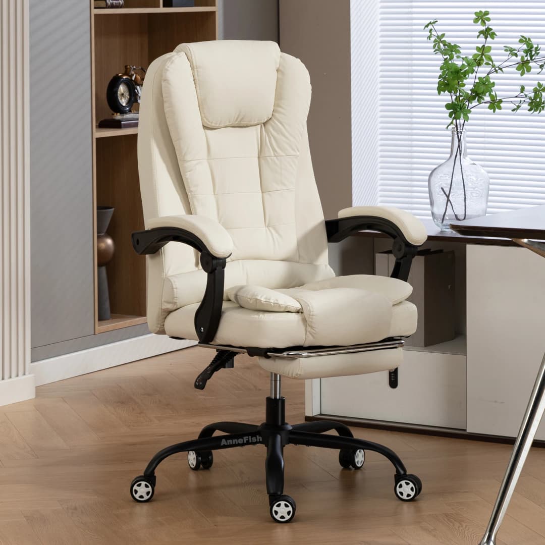 AnneFish Large Executive Office Chair with Liftable Armrests Ergonomic Swivel Desk Chair  Height Adjustment - 6