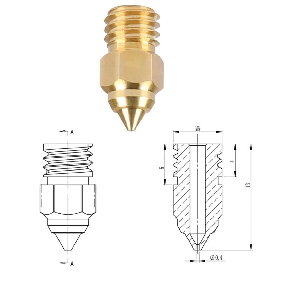 فوهات رسمية من كرياليتي Ender 3 S1، 0.4/0.6mm، 5 قطع، متوافقة مع Ender 3/Pro/V2/Max/Neo، Ender5/Pro/Plus، Ender 6، إكسسوارات طابعة 3D - 3