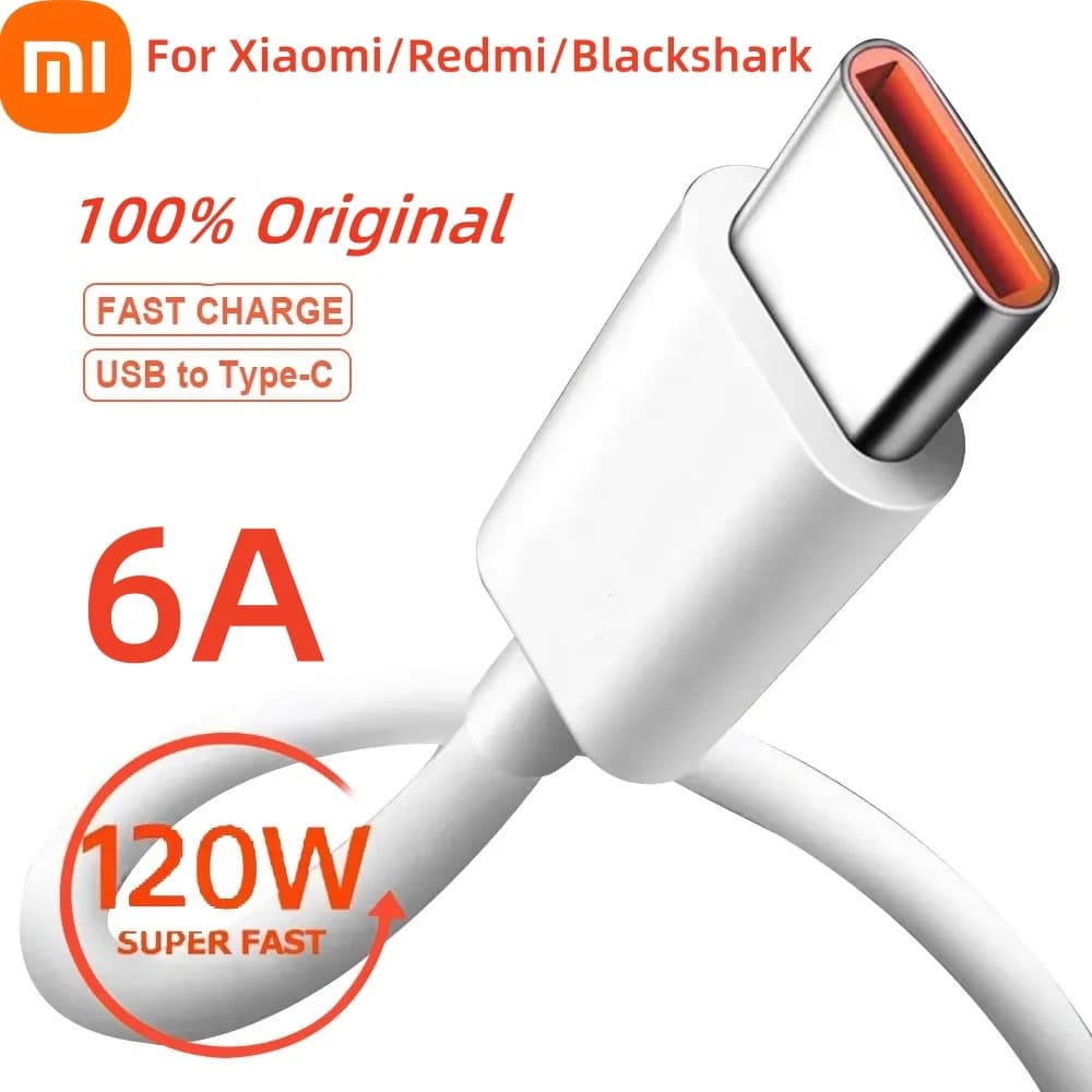 كابل Xiaomi الأصلي USB Type C 120W 67W شاحن توربو سريع Mi 15 14 13 12T Pro 12 11 Ultra Poco X6 X7 Redmi Note Black Shark 5